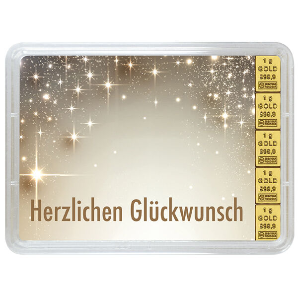 5 x 1 g Goldbarren Geburt Valcambi LMBA zertifiziert 5 x 1 g Goldbarren Geburt Valcambi LMBA zertifiziert