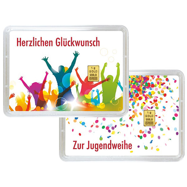 1 g Goldbarren Jugendweihe Valcambi 1 g Goldbarren Jugendweihe Valcambi