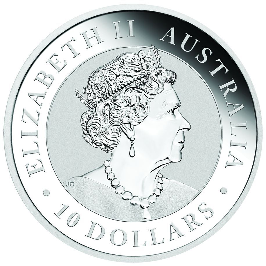 Elizabeth die Zweite Kopf Münze, 10 Dollars Silber