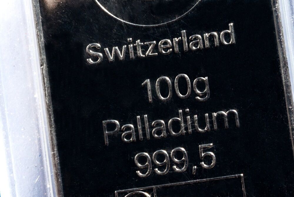 100 g Palladiumbarren als Beispiel für den Verkauf von Palladiumbarren