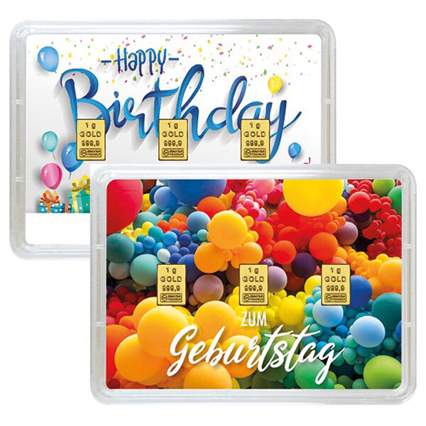 3 x 1 g Goldbarren Geburtstag Valcambi LBMA zertifiziert 3 x 1 g Goldbarren Geburtstag Valcambi LBMA zertifiziert
