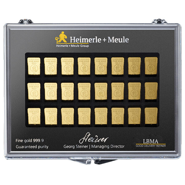 50 x 1 g Goldbarren UnityBar Collection Heimerle und Meule