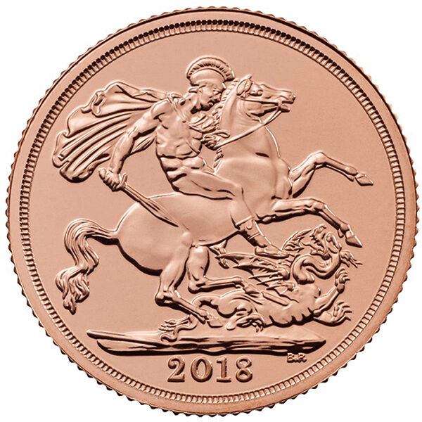 Sovereign 1 Pfund Goldmünze 2018 Vorderseite Moroder Scheideanstalt Sovereign 1 Pfund Goldmünze 2018 Vorderseite Moroder Scheideanstalt