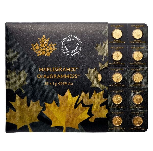 25 x 1 g Gold Maplegram Maple Leaf (diverse Jahrgänge)