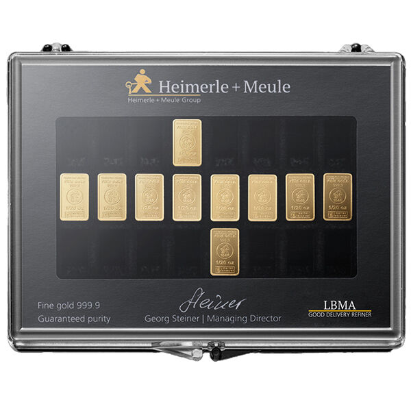 10 x 1/20 Unze Goldbarren UnityBar Collection Heimerle und Meule 10 x 1/20 Unze Goldbarren UnityBar Collection Heimerle und Meule