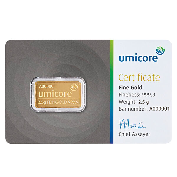 2,5 g Goldbarren (diverse Hersteller) LBMA zertifiziert 2,5 g Goldbarren (diverse Hersteller) LBMA zertifiziert