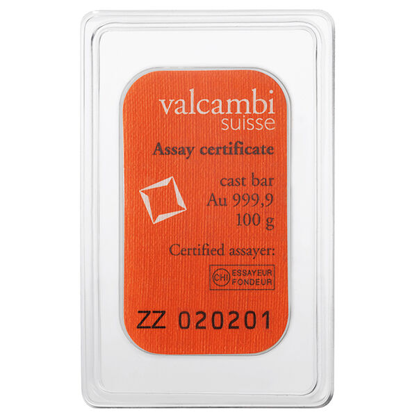 100 g Goldbarren Valcambi 100 g Goldbarren Valcambi