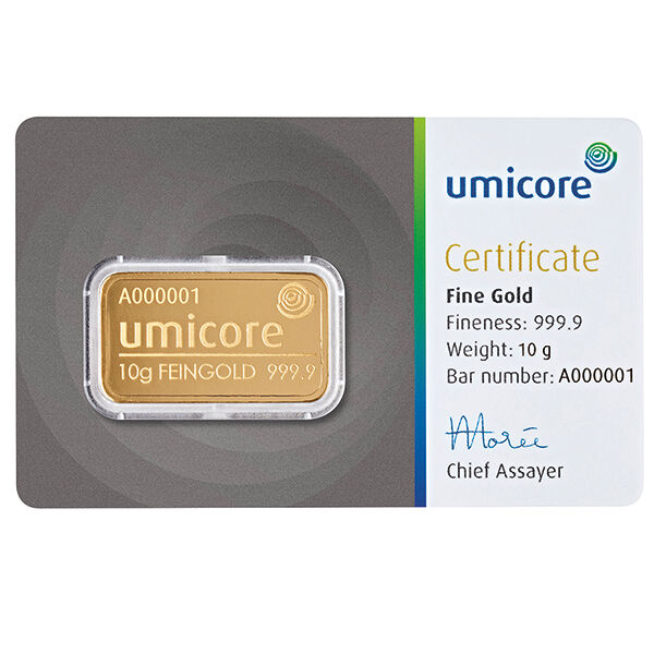 10 g Goldbarren Umicore 10 g Goldbarren Umicore