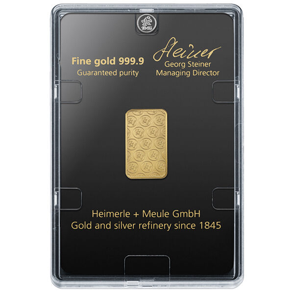 20 g Goldbarren Heimerle und Meule geprägt 20 g Goldbarren Heimerle und Meule geprägt