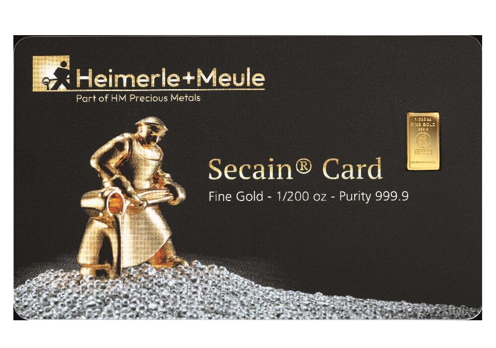 1/200 Unze Heimerle + Meule Goldbarren in Secain Card
