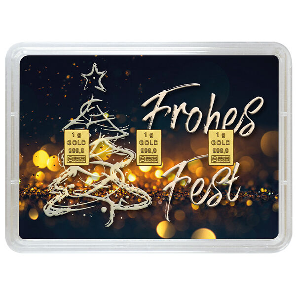 3 x 1 g Goldbarren Weihnachten Valcambi LBMA zertifiziert 3 x 1 g Goldbarren Weihnachten Valcambi LBMA zertifiziert