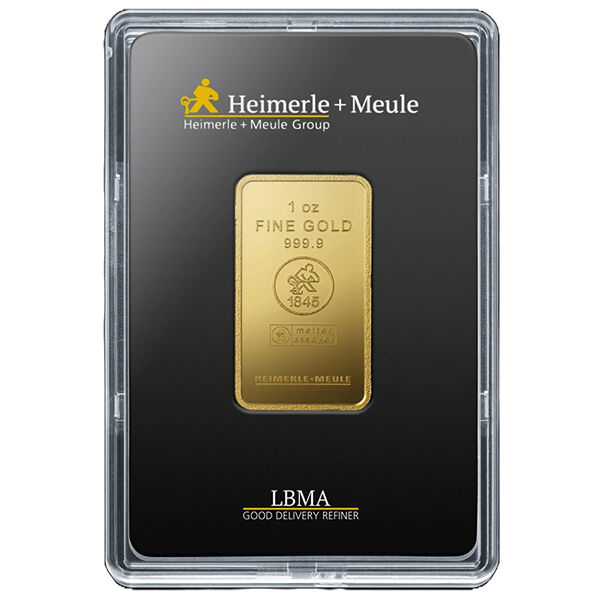 1 Unze Goldbarren Heimerle und Meule geprägt 1 Unze Goldbarren Heimerle und Meule geprägt