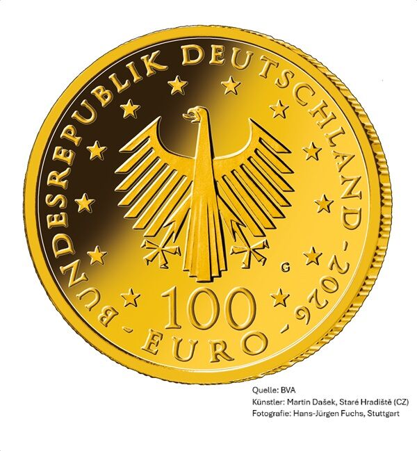 100 Euro Goldeuro Münze Die Judenbuche 2026 Vorderseite