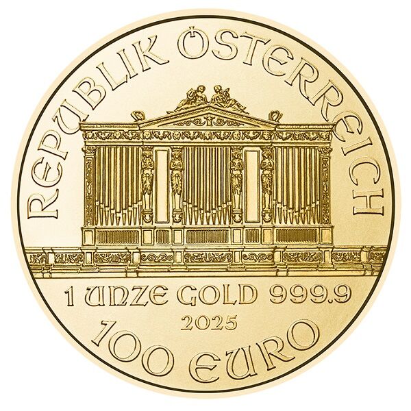 1 Unze Wiener Philharmoniker 2025 Vorderseite Moroder Scheideanstalt 1 Unze Wiener Philharmoniker 2025 Vorderseite Moroder Scheideanstalt