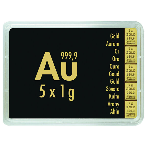 5 x 1 g Goldbarren CombiBar Valcambi LBMA zertifiziert 5 x 1 g Goldbarren CombiBar Valcambi LBMA zertifiziert