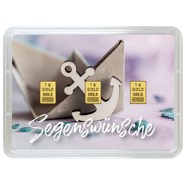 3 x 1 g Goldbarren Taufe Valcambi LBMA zertifiziert 3 x 1 g Goldbarren Taufe Valcambi LBMA zertifiziert
