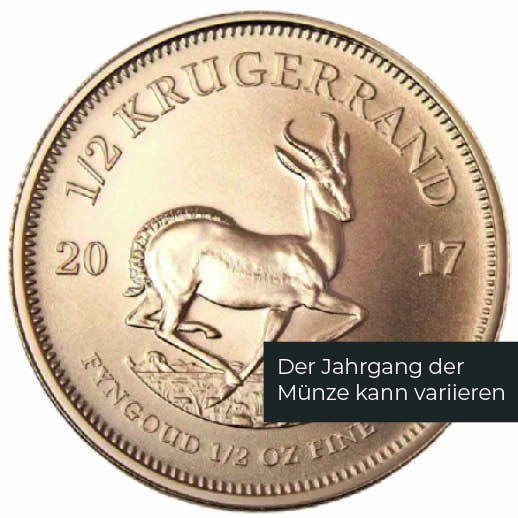1/2 Unze Gold Krügerrand (diverse Jahrgänge) 1/2 Unze Gold Krügerrand (diverse Jahrgänge)