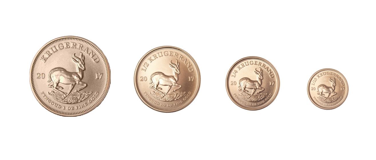 Mehrere Krügerrand Goldmünzen als Beispiel für Anlagegold