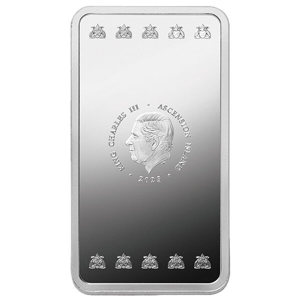 Ascension Island Münzbarren  mit Prägejahr und Monarchen 1 oz Rückseite