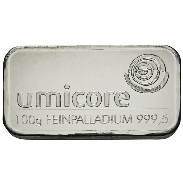 100 g Palladiumbarren (diverse Hersteller) LPPM zertifiziert 100 g Palladiumbarren (diverse Hersteller) LPPM zertifiziert