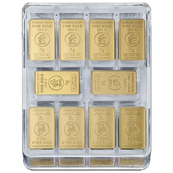 250 x 1 g Goldbarren UnityBox Heimerle und Meule LBMA zertifiziert 250 x 1 g Goldbarren UnityBox Heimerle und Meule LBMA zertifiziert