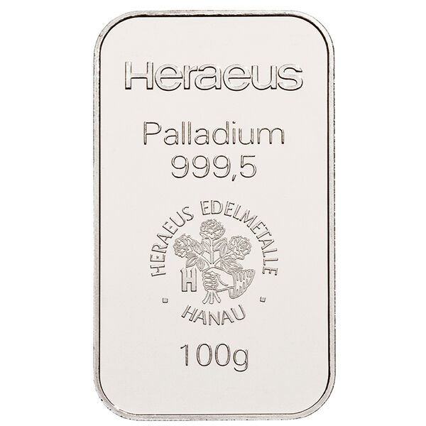 100 g Palladiumbarren (diverse LBMA zertifizierte Hersteller)