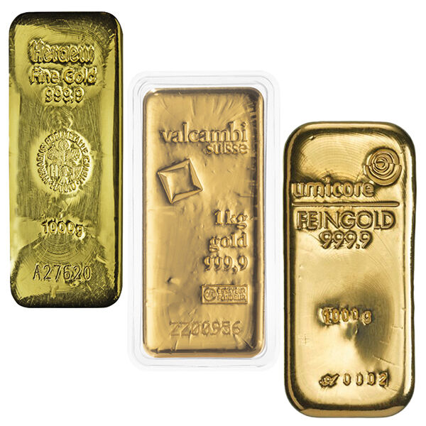 1 kg Goldbarren (diverse Hersteller) LBMA zertifiziert 1 kg Goldbarren (diverse Hersteller) LBMA zertifiziert