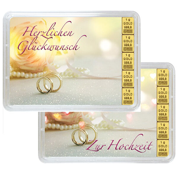 5 x 1 g Goldbarren Zur Hochzeit Valcambi LBMA zertifiziert 5 x 1 g Goldbarren Zur Hochzeit Valcambi LBMA zertifiziert
