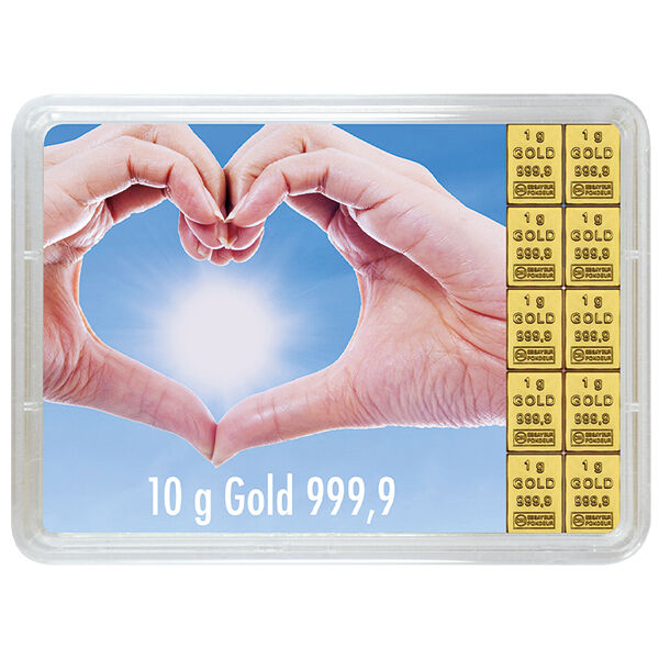 10 x 1 g Goldbarren Goldene Zukunft Valcambi 10 x 1 g Goldbarren Goldene Zukunft Valcambi