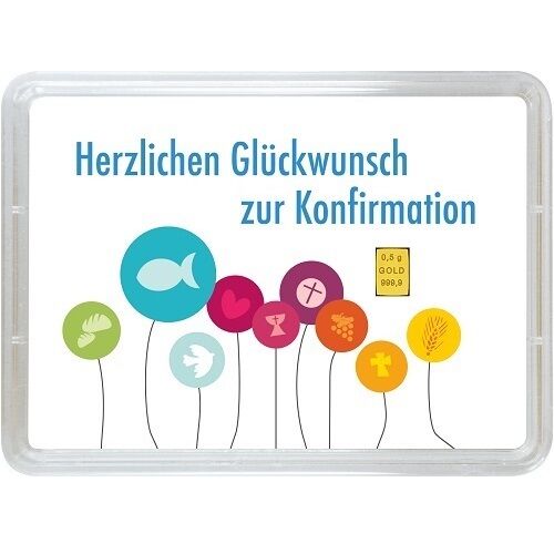 0,5g Goldbarren Geschenk Vorderseite Konfirmation Moroder Scheideanstalt 0,5g Goldbarren Geschenk Vorderseite Konfirmation Moroder Scheideanstalt