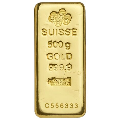 500g Goldbarren Vorderseite PAMP