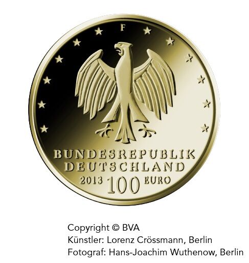 Goldeuro 100 Euro Goldmünze 2013 Gartenreich Dessau-Wörlitz Rückseite