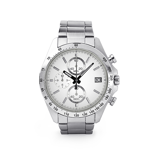 Sportlicher Chronograph mit silbernem Armband gehören zu den beliebten Uhrentypen