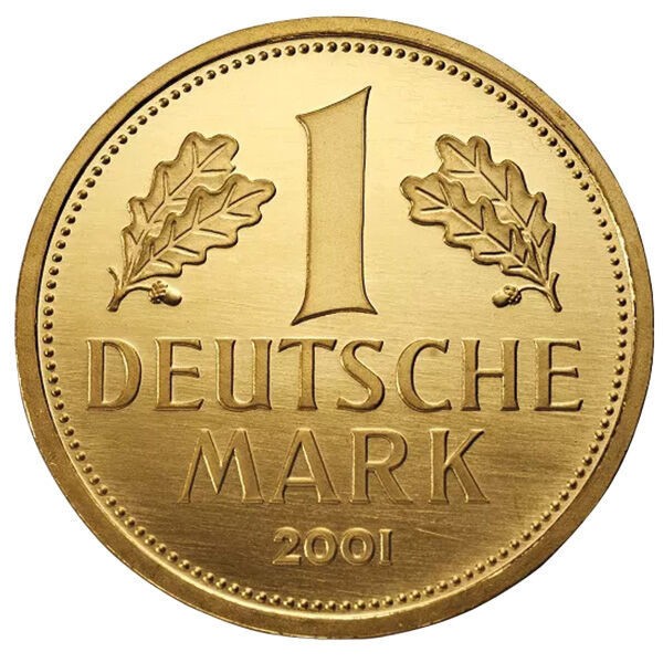 Goldmark 1 Deutsche Mark Goldmünze von der Wertseite