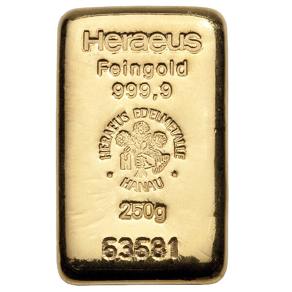 250 g Goldbarren Heraeus 250 g Goldbarren Heraeus