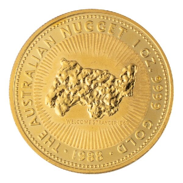 1 Unze Australian Kangaroo Nugget 1988 Vorderseite Moroder Scheideanstalt 1 Unze Australian Kangaroo Nugget 1988 Vorderseite Moroder Scheideanstalt