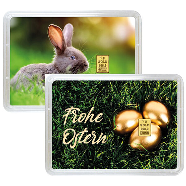1 g Goldbarren Frohe Ostern Valcambi 1 g Goldbarren Frohe Ostern Valcambi