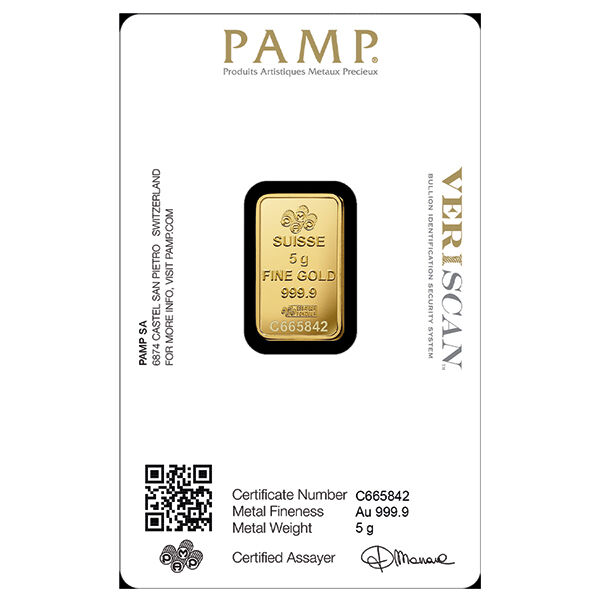5 g Goldbarren PAMP LBMA zertifiziert 5 g Goldbarren PAMP LBMA zertifiziert