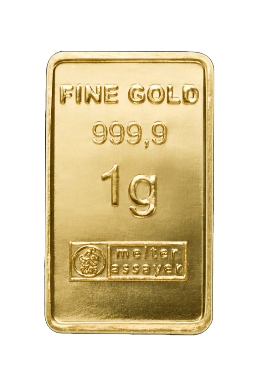 1g Goldbarren Vorderseite Heimerle und Meule 1g Goldbarren Vorderseite Heimerle und Meule