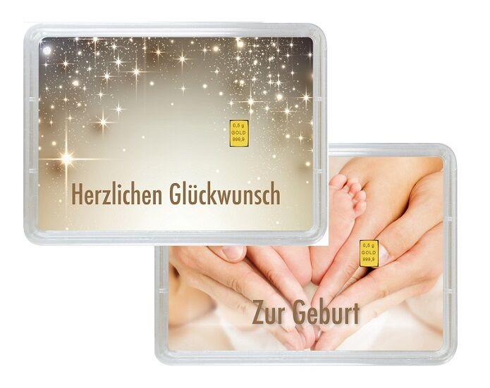 0,5 g Valcambi Gold-Geschenkbarren zur Geburt als wertbeständige Geschenkidee
