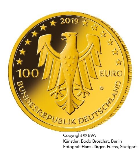 Goldeuro 100 Euro Goldmünze 2018 Dom zu Speyer 2019 Rückseite