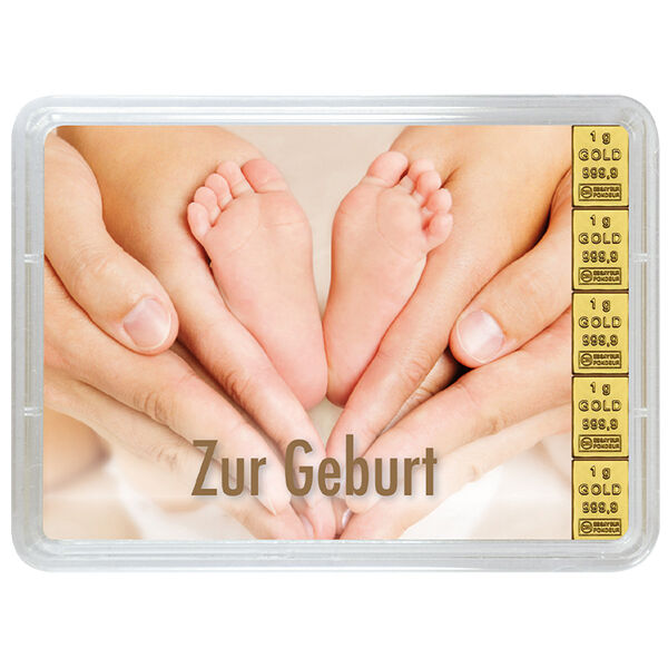 5 x 1 g Goldbarren Geburt Valcambi LMBA zertifiziert 5 x 1 g Goldbarren Geburt Valcambi LMBA zertifiziert