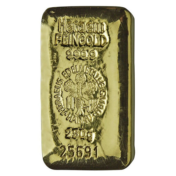 250 g Goldbarren Heraeus