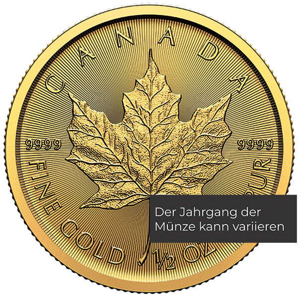1/2 Unze Goldmünze Maple Leaf (diverse Jahrgänge) 1/2 Unze Goldmünze Maple Leaf (diverse Jahrgänge)
