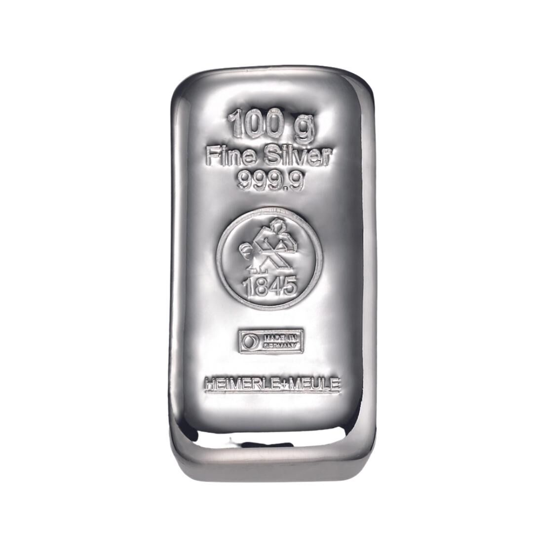 silber-silberbarren-barren-heimerle-meule-100-gramm Silberbarren 100g Heimerle und Meule