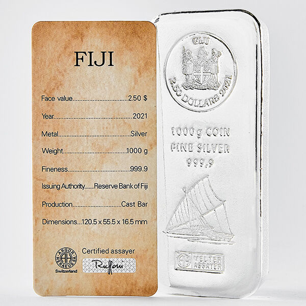 1 kg Silber Fiji Münzbarren (Argor-Heraeus) 