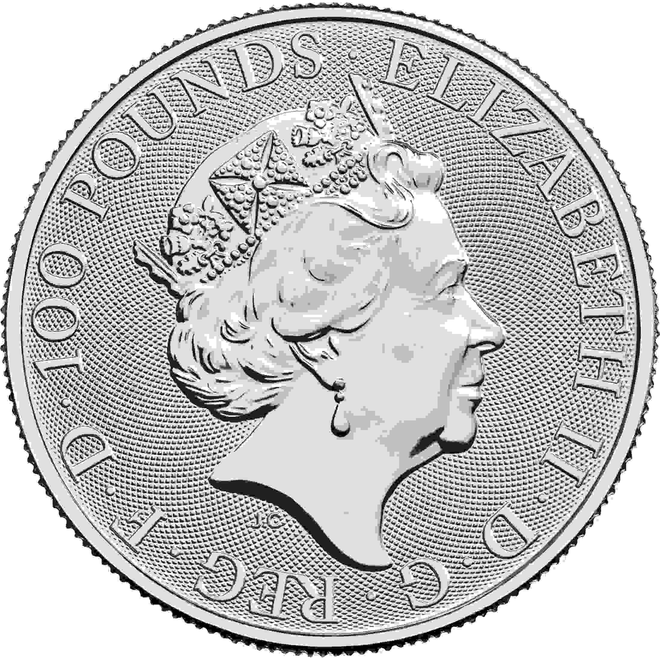 100 Pounds Platin Münze Elizabeth die Zweite Kopf