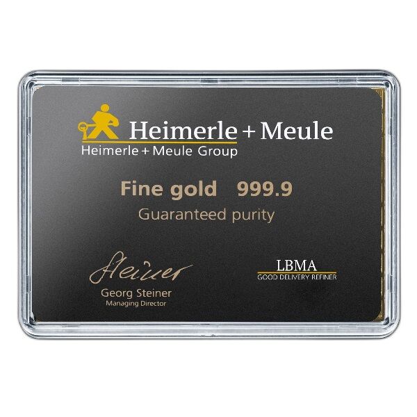 Goldtafel 100x1g Goldbarren Vorderseite Heimerle+Meule Moroder Scheideanstalt