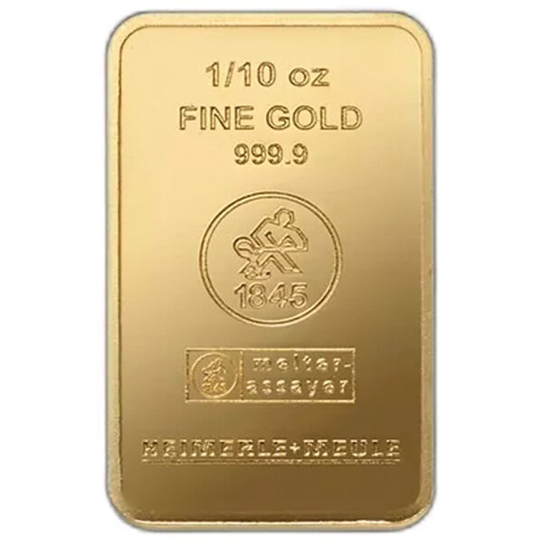 1/10 Unze Goldbarren Heimerle und Meule ohne Blister 1/10 Unze Goldbarren Heimerle und Meule ohne Blister