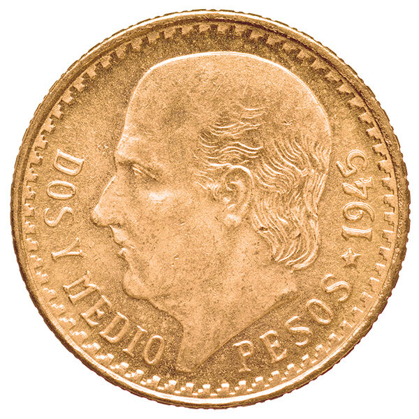 2,5 Pesos Centenario Mexiko mit der Wertseite